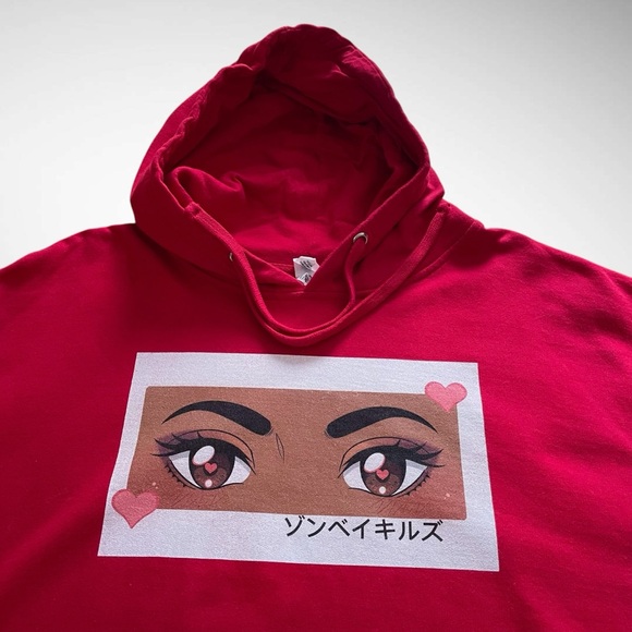 Independent Trading Company Pullover Drawstring Hoodie Eyes Graphic Long Sleeves - Picture 5 of 7